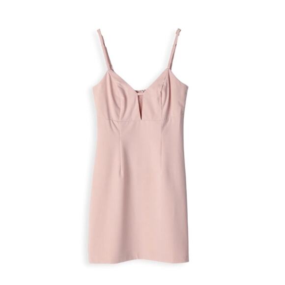 Lulus Sultry Moments Mini Sheath Dress Adjustable Straps Zip Closure Pink M NWOT - Picture 2 of 11